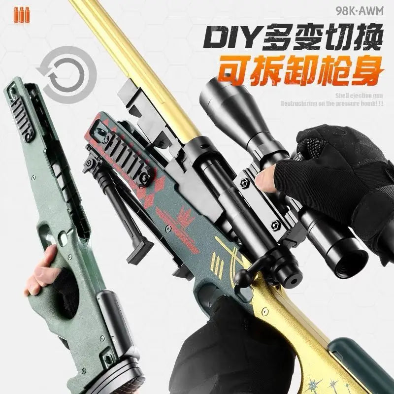 AWM M24 98K Soft Bullet Sniper Rifle Pneumatic Air Gun Toy Gun Weapon Children Adult Toy Gun Outdoor Sports Shooting Game Props