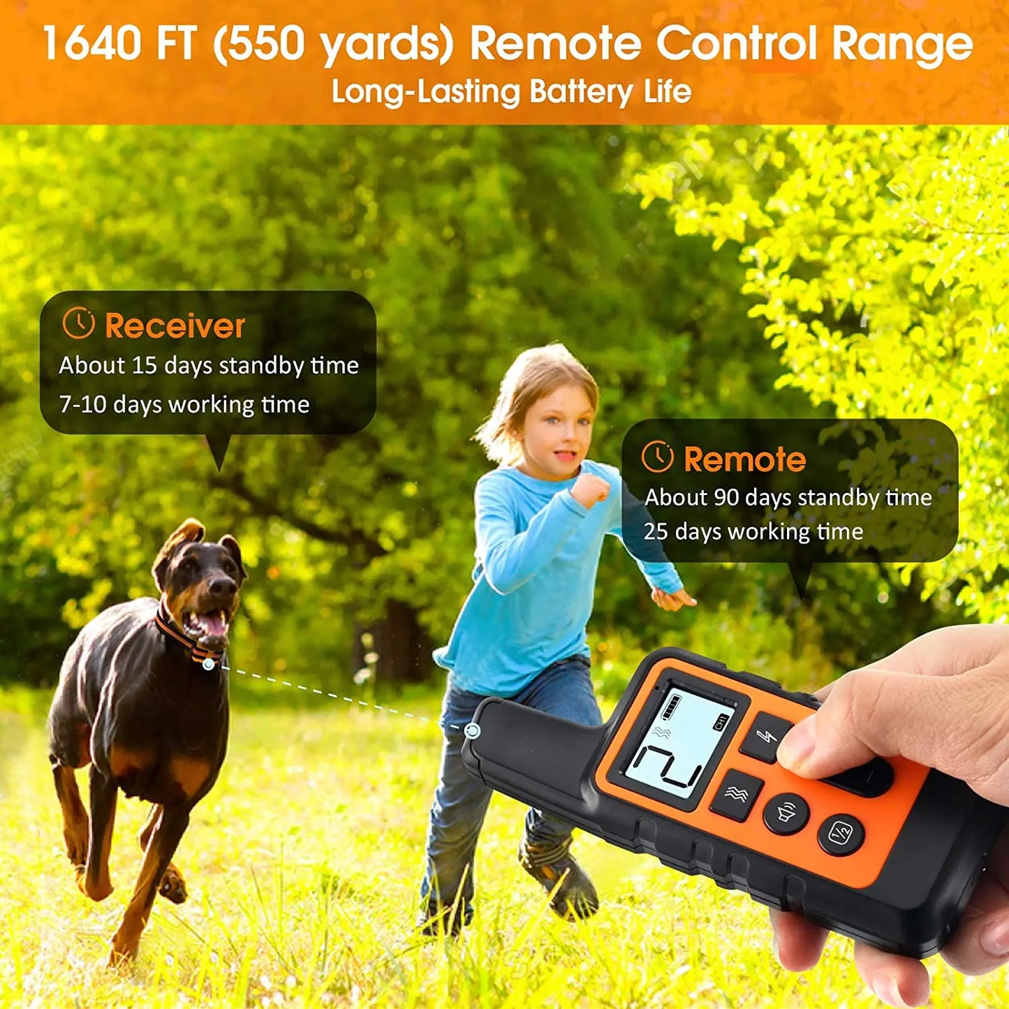 Dog Training Collar Waterproof Rechargeable Shock Collars for Dog with Remote Training Beep Vibration Shock, Electric Dog Collar