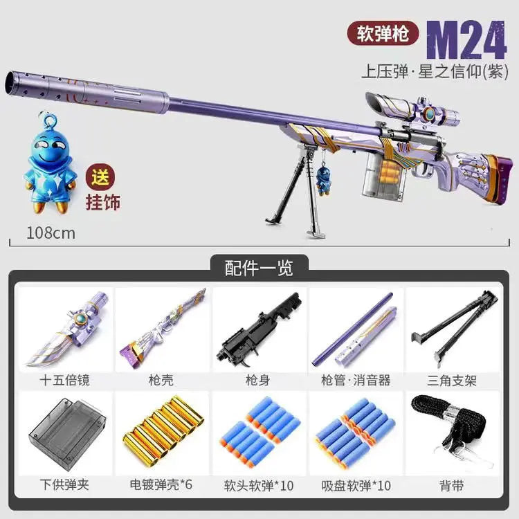 AWM M24 98K Soft Bullet Sniper Rifle Pneumatic Air Gun Toy Gun Weapon Children Adult Toy Gun Outdoor Sports Shooting Game Props