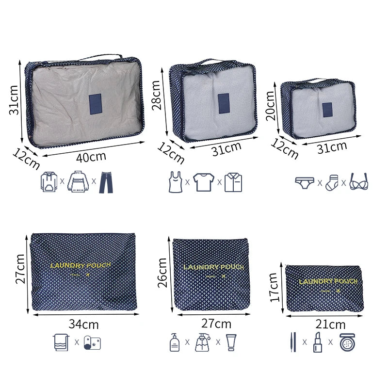 7/6pcs Travel Storage Bag Large Capacity Suitcase Storage Luggage Clothes Sorting Organizer Set Pouch Case Shoes Packing Cube