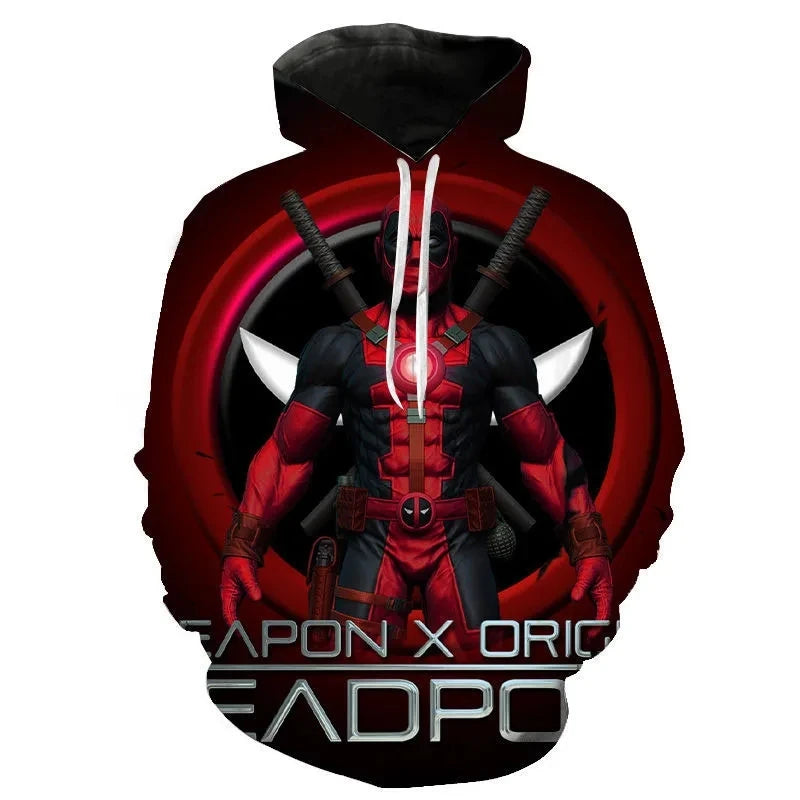 Homens e mulheres Disney Deadpool Desenhos animados 3D Print Hoodie, moletons extragrandes, pulôveres infantis, fatos de treino,