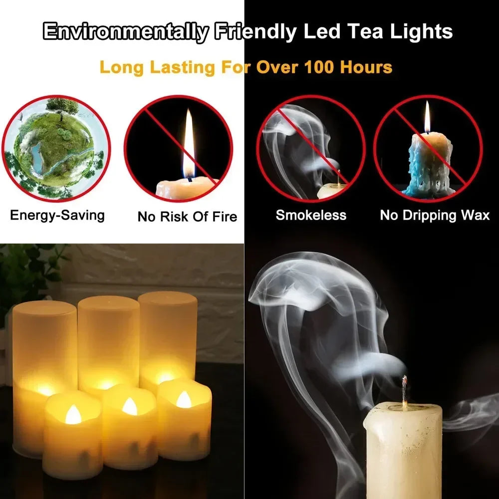 6/18Pc Rechargeable Flameless Candles with Lampshade Flickering LED Electric Tea Lights Timer Remote USB Charging Cables Candles