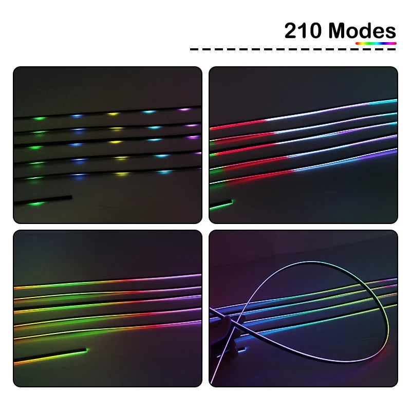 18 in 1 Car Ambient Light 64 Color Acrylic Strips 110cm 90cm 75cm 35cm 20cm Full Colors RGB Car Interior Bluetooth App Control