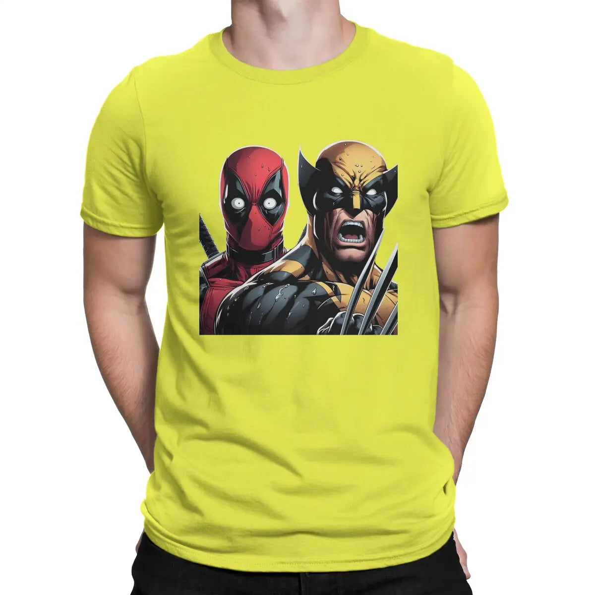 VS T Shirts Marvel X-man Deadpool & Wolverine Pure Cotton Tops Novelty Short Sleeve Round Collar T-Shirts