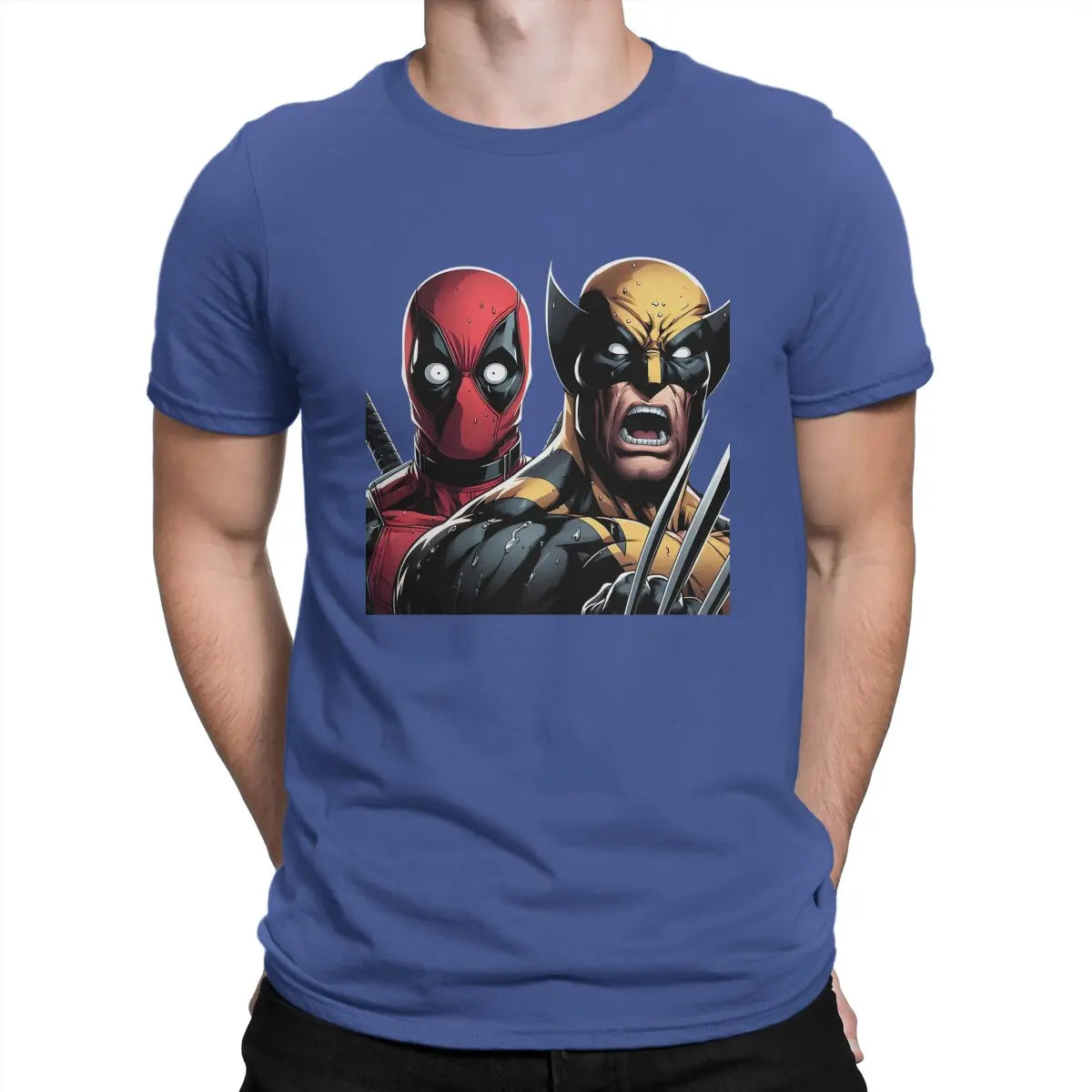 VS T Shirts Marvel X-man Deadpool & Wolverine Pure Cotton Tops Novelty Short Sleeve Round Collar T-Shirts