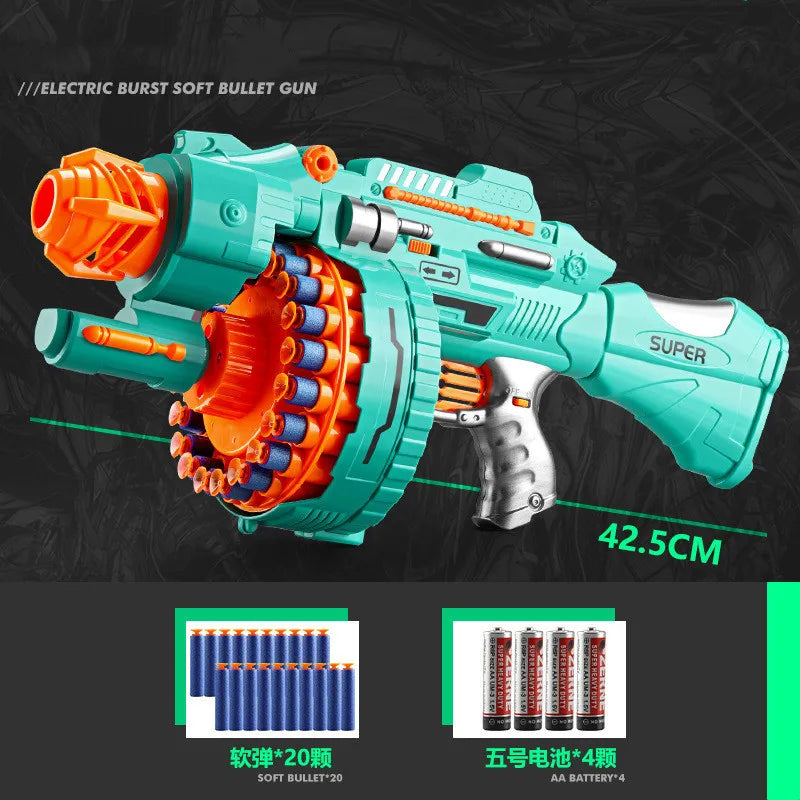 Nerfs Electric Continuous Shooting Gatling Toy Gun, Soft Bullet Gun for Kids