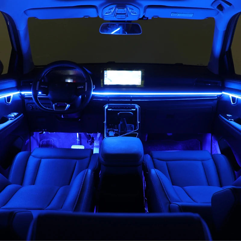 18 in 1 Car Ambient Light 64 Color Acrylic Strips 110cm 90cm 75cm 35cm 20cm Full Colors RGB Car Interior Bluetooth App Control