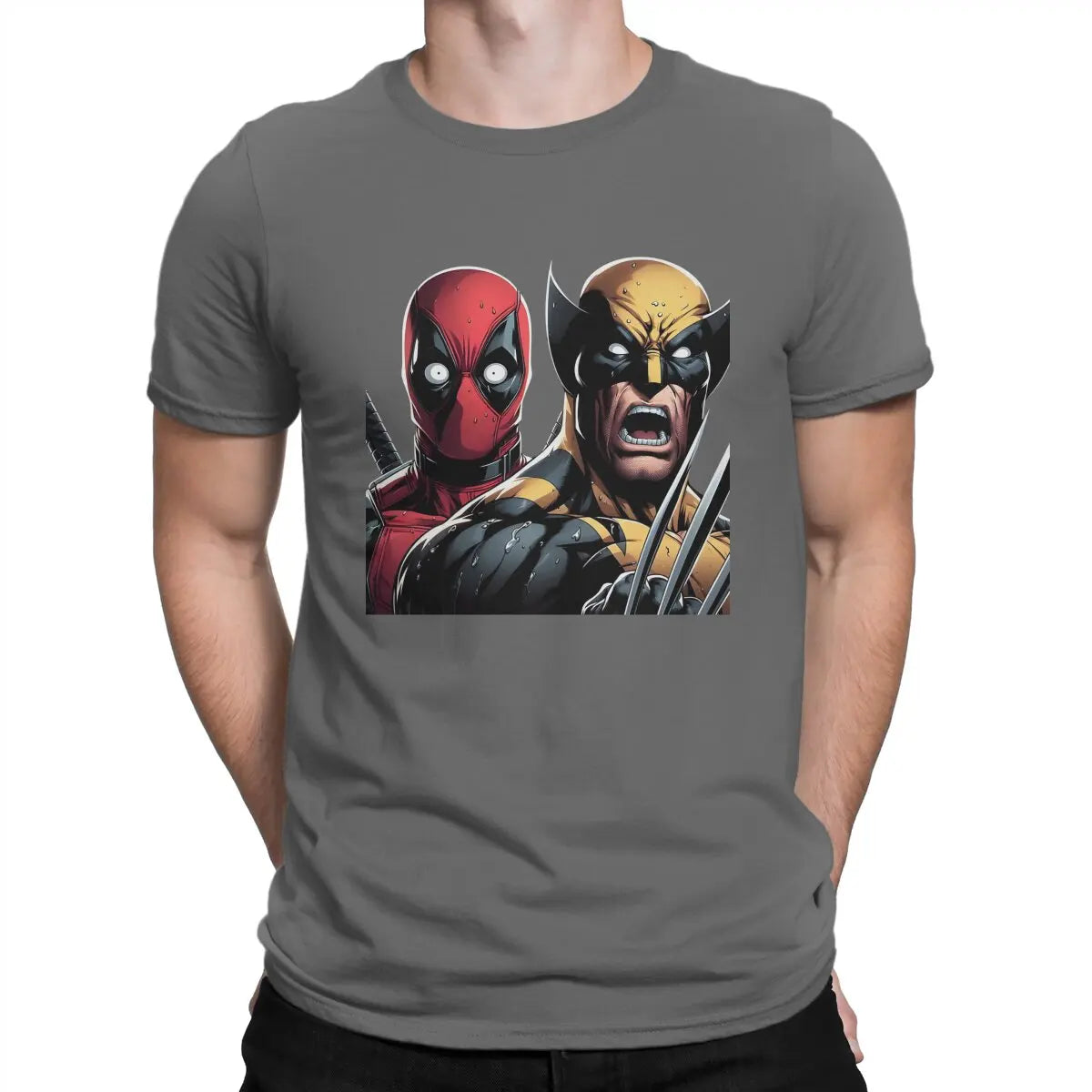 VS T Shirts Marvel X-man Deadpool & Wolverine Pure Cotton Tops Novelty Short Sleeve Round Collar T-Shirts