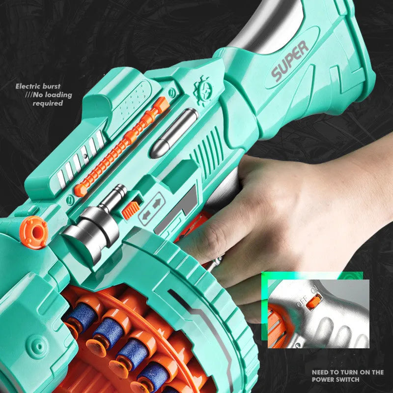 Nerfs Electric Continuous Shooting Gatling Toy Gun, Soft Bullet Gun for Kids