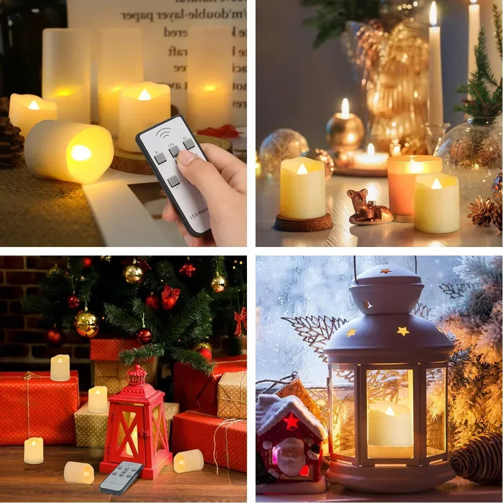 6/18Pc Rechargeable Flameless Candles with Lampshade Flickering LED Electric Tea Lights Timer Remote USB Charging Cables Candles