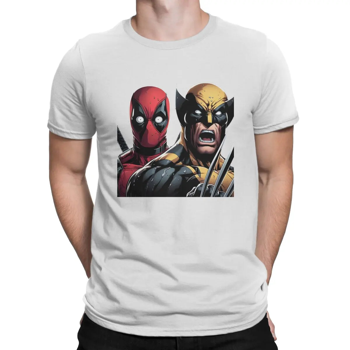 VS T Shirts Marvel X-man Deadpool & Wolverine Pure Cotton Tops Novelty Short Sleeve Round Collar T-Shirts