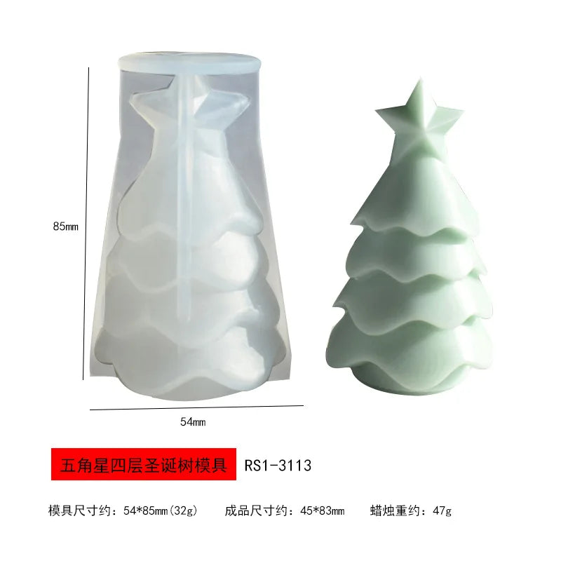 3D Christmas Tree Candle Silicone Mold DIY Christmas Candle Making Kit Handmade Soap Plaster Resin Baking Tools Holiday Gifts