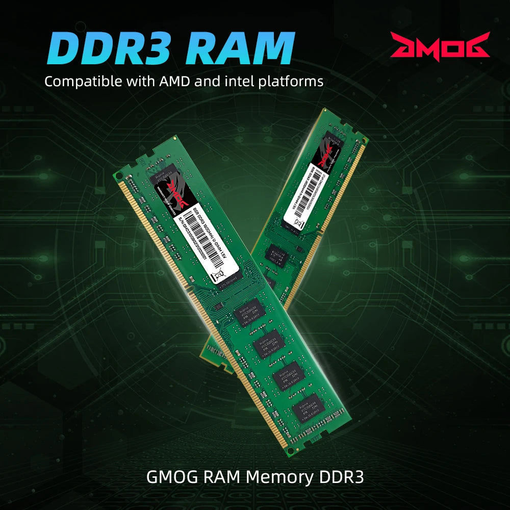 GMOG RAM DDR3 Memoria 4GB 8GB 1333MHz 1600MHz Lodimm Desktop Memory RAM 1.5V 240Pin DDR 3 Memoria Lifetime Warranty 1PCS