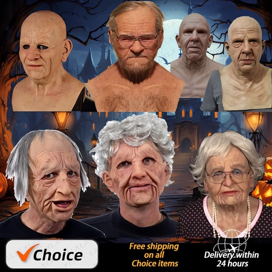 2024 New Halloween Wrinkled Head Full Face Mask Props.