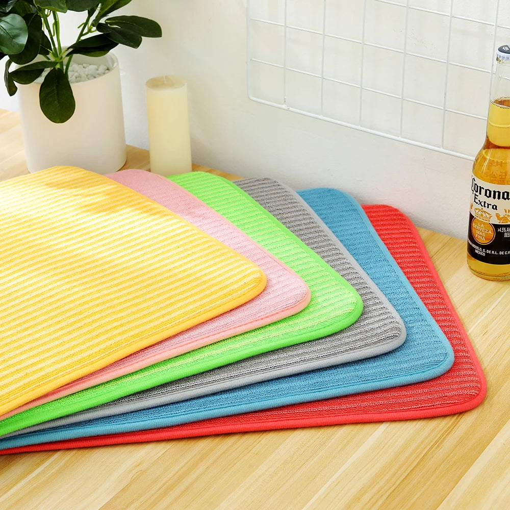 30x40/38x50CM Striped Pattern Dish Drying Mat Microfiber Kitchen Mats Cushion Pad Tableware Absorbent Placemat Kitchen Supplies