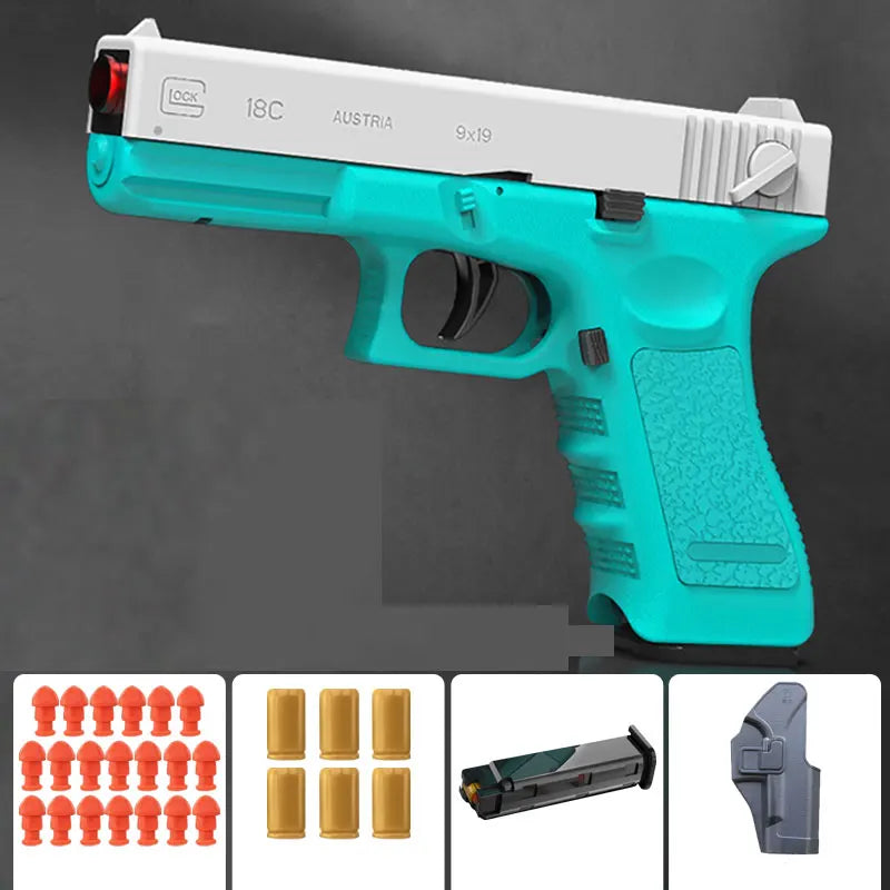 Black. Colt 1911 Automatic Shell Throwing Soft Bullet Toy Gun Air Gun CS Shooting Weapon Boys Toy (Continuous Launch)