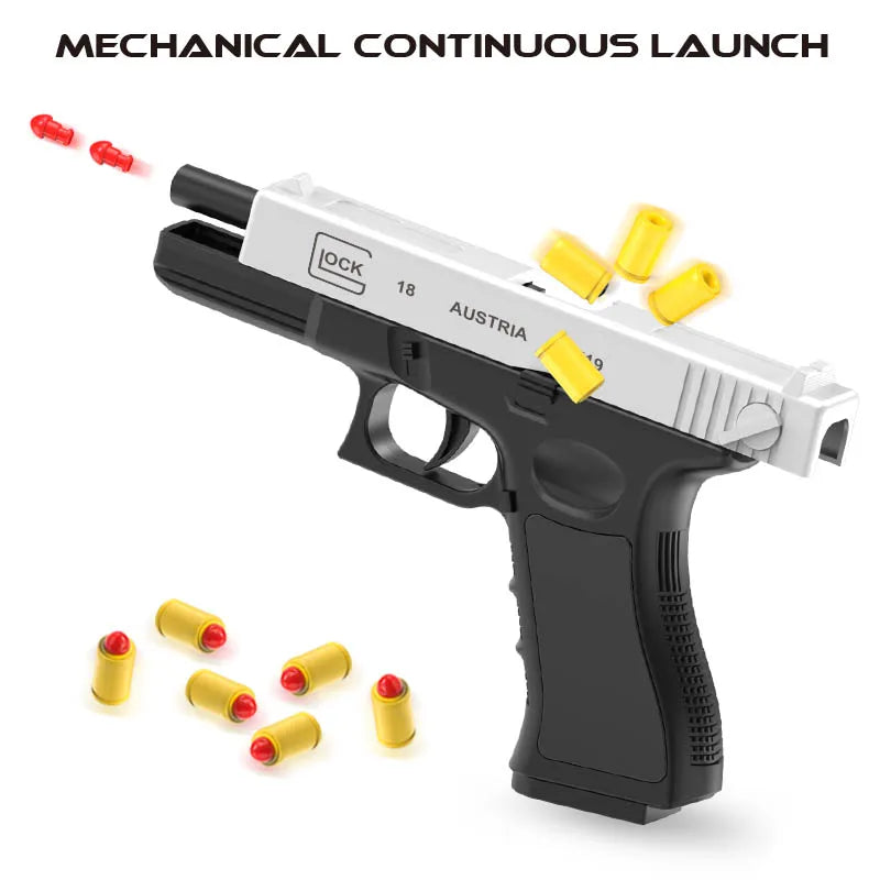 Black. Colt 1911 Automatic Shell Throwing Soft Bullet Toy Gun Air Gun CS Shooting Weapon Boys Toy (Continuous Launch)