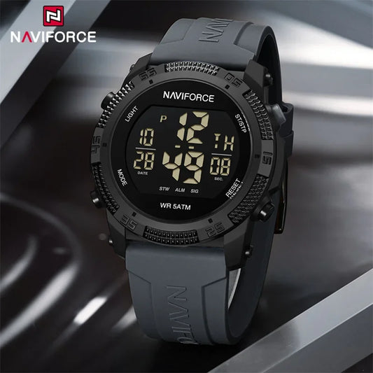 NAVIFORCE Brand Electronic Watch For Men Silicone Strap High Quality 50m Waterproof.