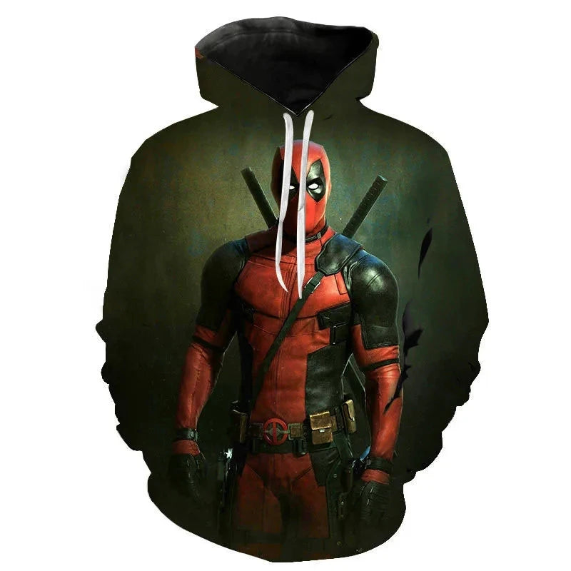 Homens e mulheres Disney Deadpool Desenhos animados 3D Print Hoodie, moletons extragrandes, pulôveres infantis, fatos de treino,