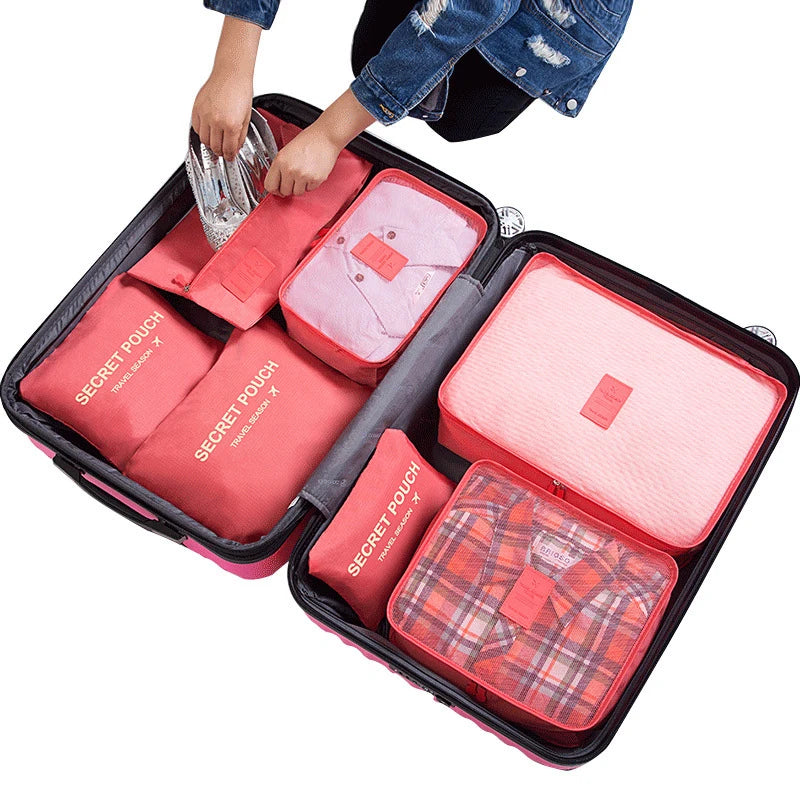 7/6pcs Travel Storage Bag Large Capacity Suitcase Storage Luggage Clothes Sorting Organizer Set Pouch Case Shoes Packing Cube