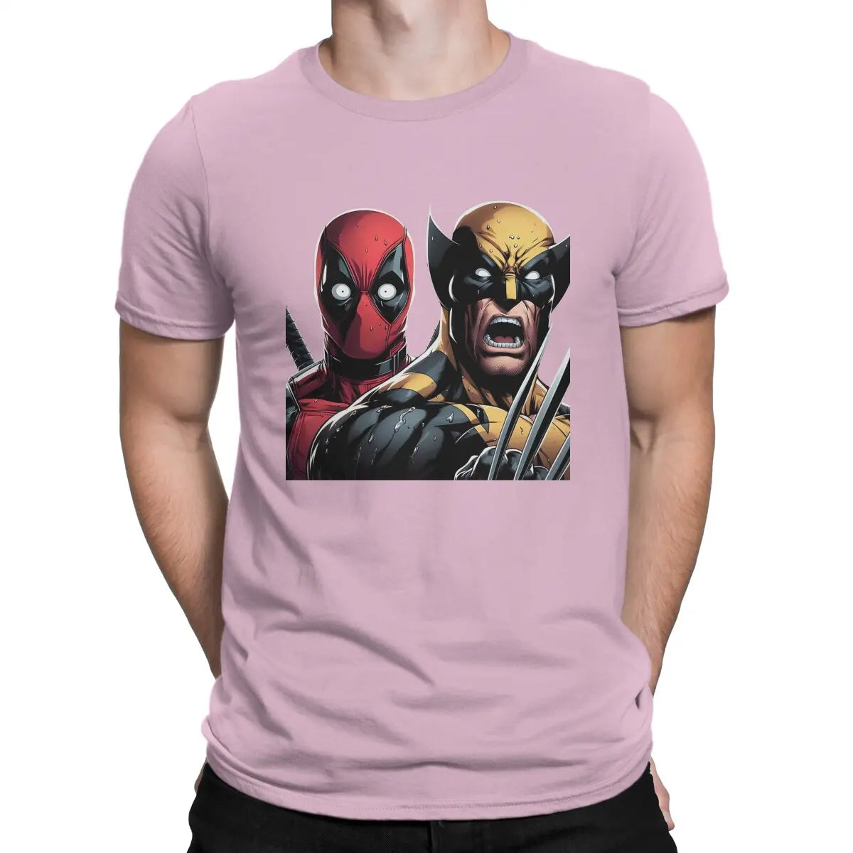 VS T Shirts Marvel X-man Deadpool & Wolverine Pure Cotton Tops Novelty Short Sleeve Round Collar T-Shirts