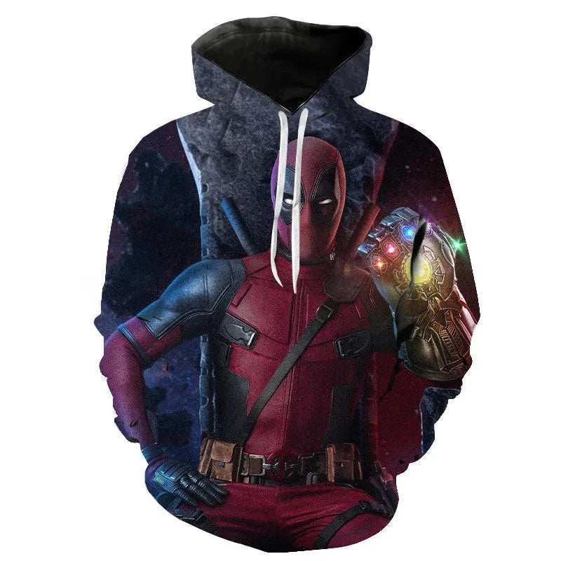 Homens e mulheres Disney Deadpool Desenhos animados 3D Print Hoodie, moletons extragrandes, pulôveres infantis, fatos de treino,