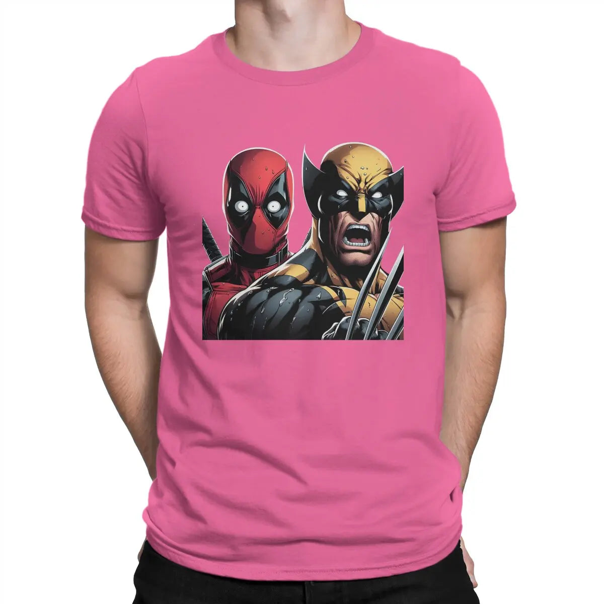 VS T Shirts Marvel X-man Deadpool & Wolverine Pure Cotton Tops Novelty Short Sleeve Round Collar T-Shirts