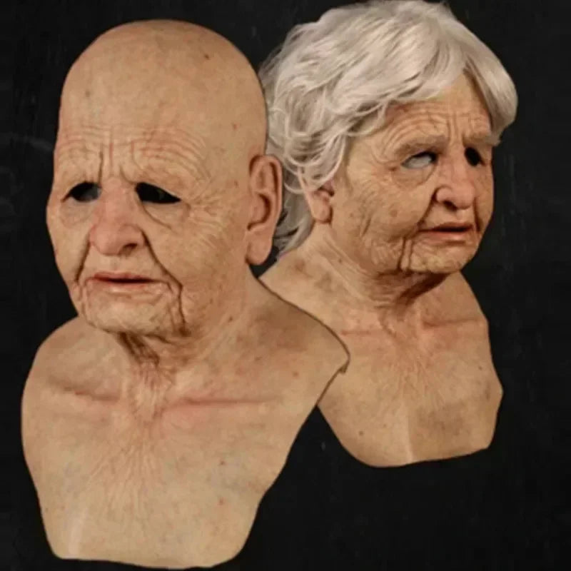 2024 New Halloween Wrinkled Head Full Face Mask Props.