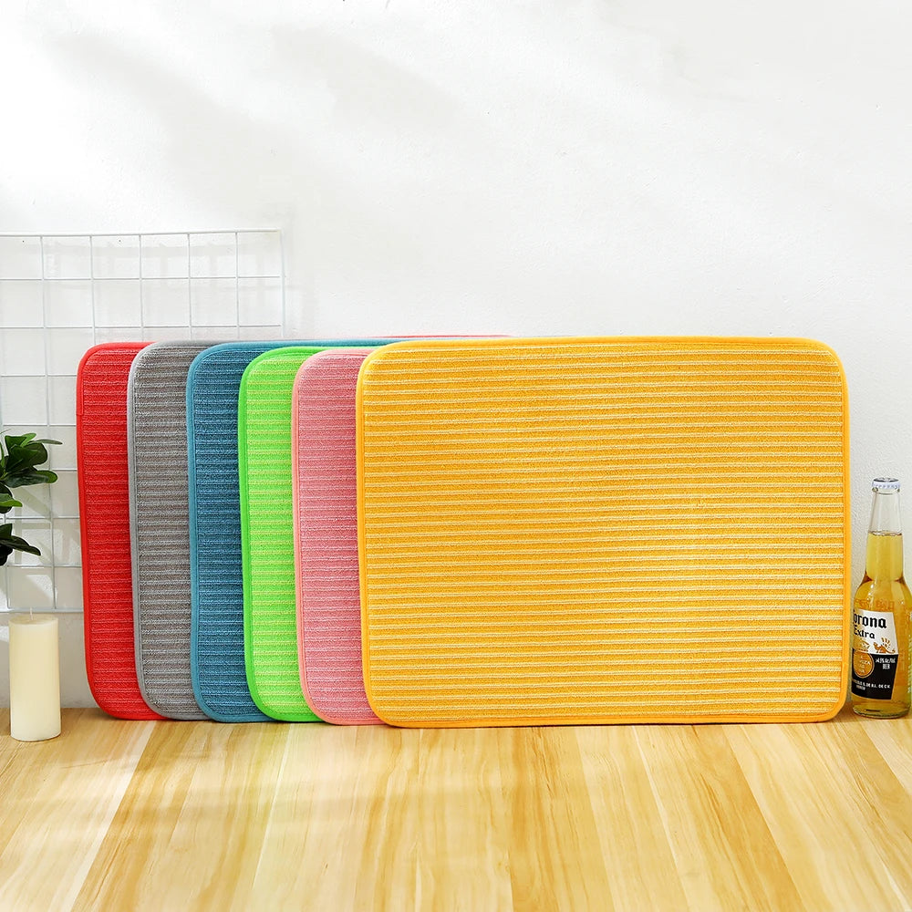 30x40/38x50CM Striped Pattern Dish Drying Mat Microfiber Kitchen Mats Cushion Pad Tableware Absorbent Placemat Kitchen Supplies