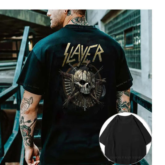 Summer Men's Clothing ModaL Graphic T Shirts Punk Rock T-shirts 2023 New Slayer Y2k Tops Metal Band Women's T-shirt Harajuku