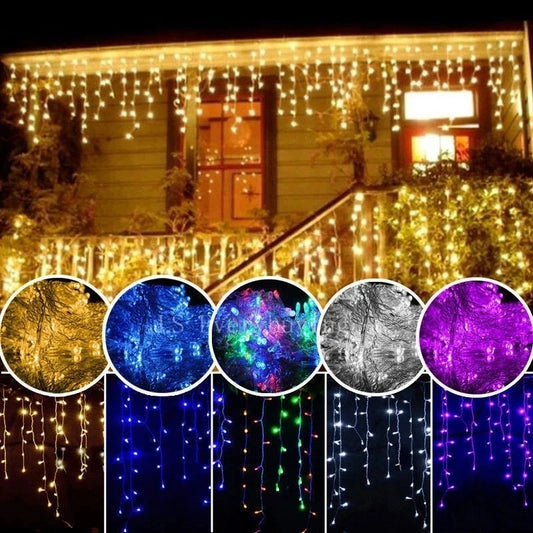 Outdoor Decoration 5m Droop 0.4-0.6m Curtain Icicle Led String Lights 220V 110V Garden Xmas Luminaria Garland Decorative Lights