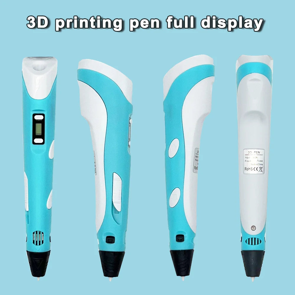 Electronic 3D Printing Pen With LED Display 25M PLA Filament Children USB Drawing Tool Drawing Toy DIY Christmas Birthday Gift