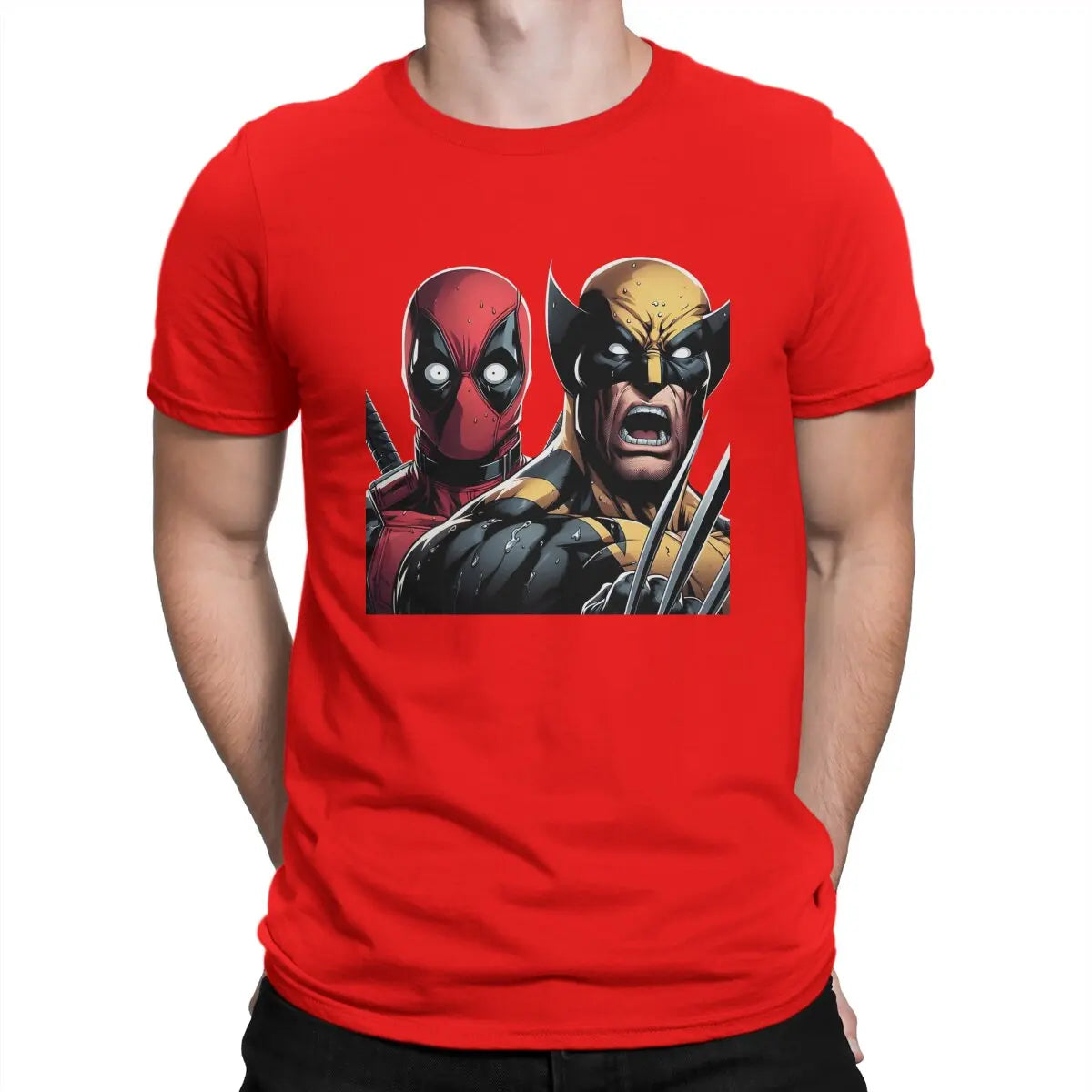 VS T Shirts Marvel X-man Deadpool & Wolverine Pure Cotton Tops Novelty Short Sleeve Round Collar T-Shirts