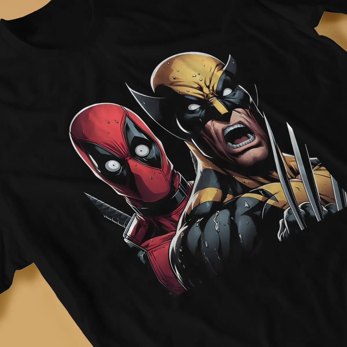 VS T Shirts Marvel X-man Deadpool & Wolverine Pure Cotton Tops Novelty Short Sleeve Round Collar T-Shirts