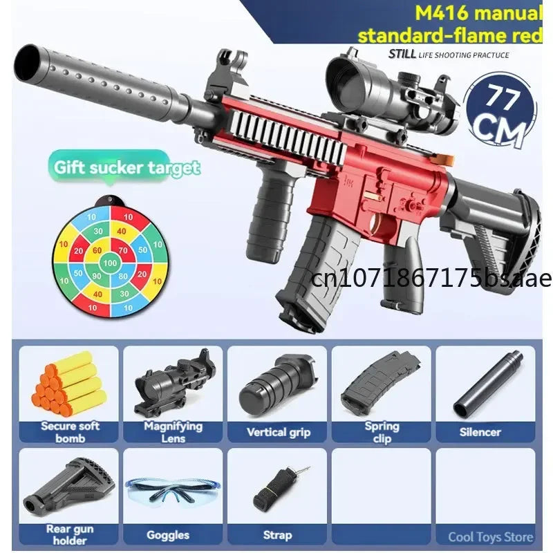 Children's toy gun M416 rifle toy sniper soft bullet weapon launcher manual foam dart blaster children's shooting game air gun