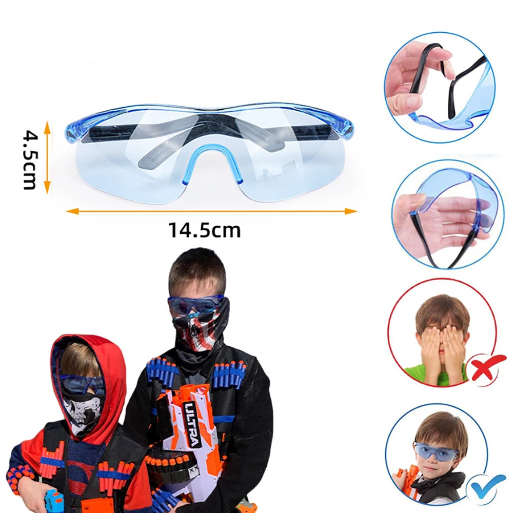 Kids Tactical Vest Kit Nerf Series Reload Clips Tactical Mask Wrist Band and Protective Glasses with Nerf Vest.