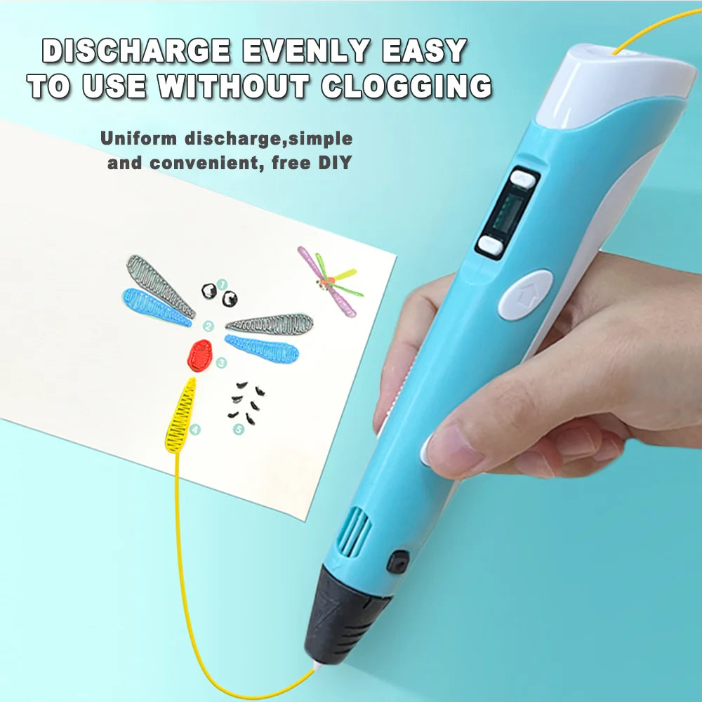 Electronic 3D Printing Pen With LED Display 25M PLA Filament Children USB Drawing Tool Drawing Toy DIY Christmas Birthday Gift