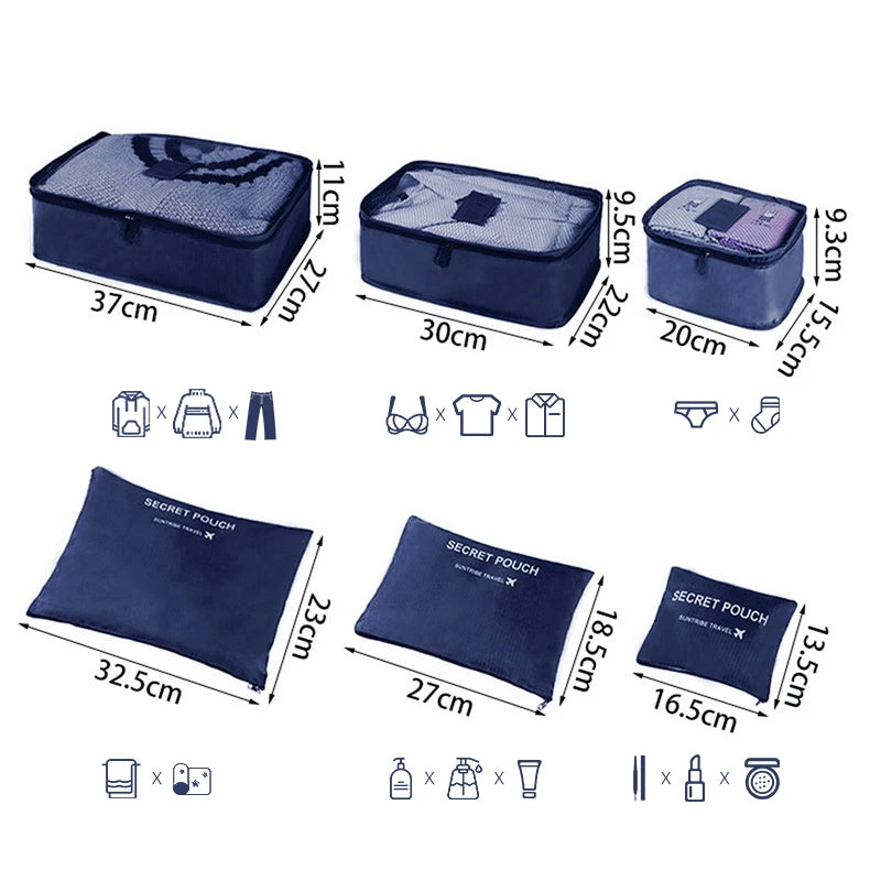 7/6pcs Travel Storage Bag Large Capacity Suitcase Storage Luggage Clothes Sorting Organizer Set Pouch Case Shoes Packing Cube