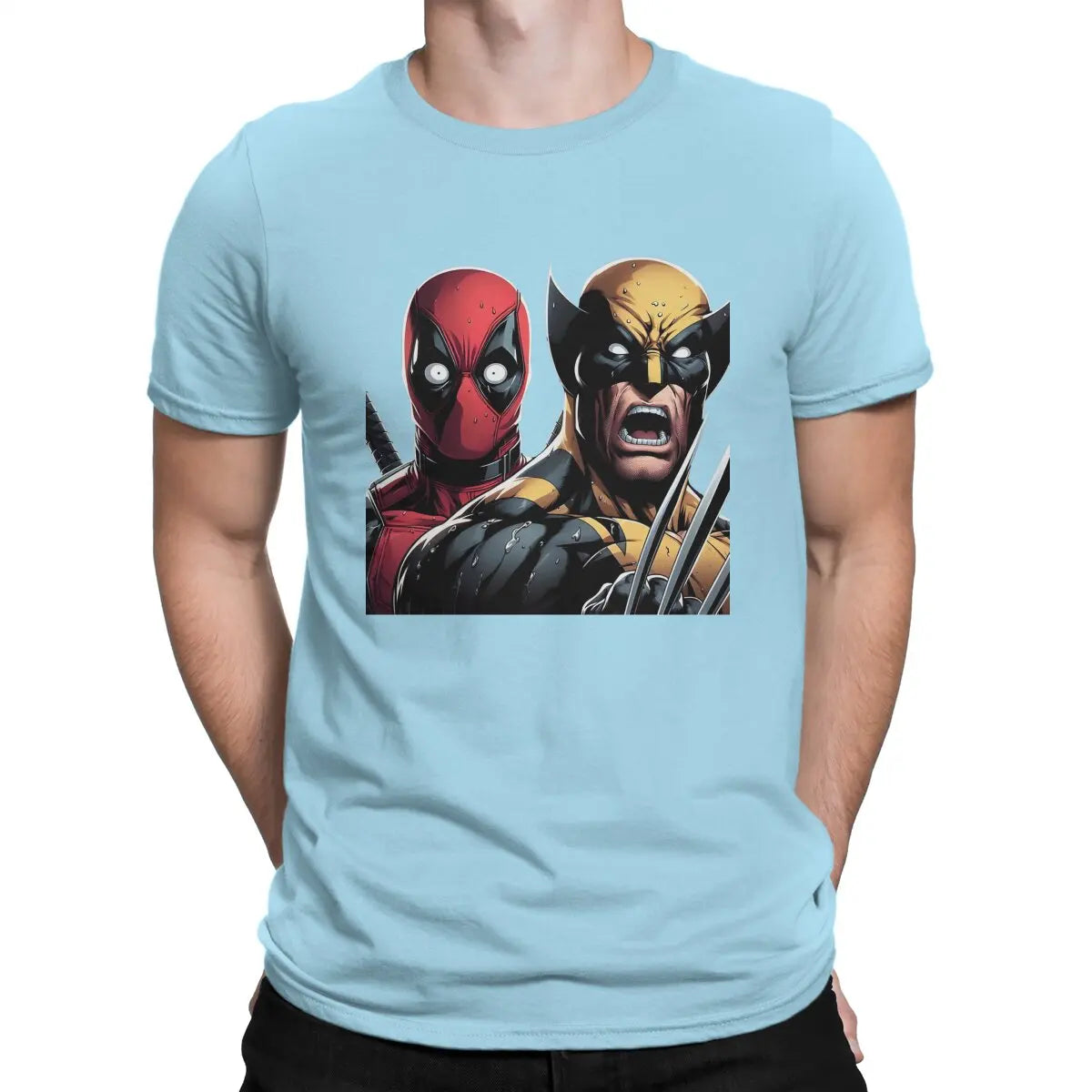 VS T Shirts Marvel X-man Deadpool & Wolverine Pure Cotton Tops Novelty Short Sleeve Round Collar T-Shirts