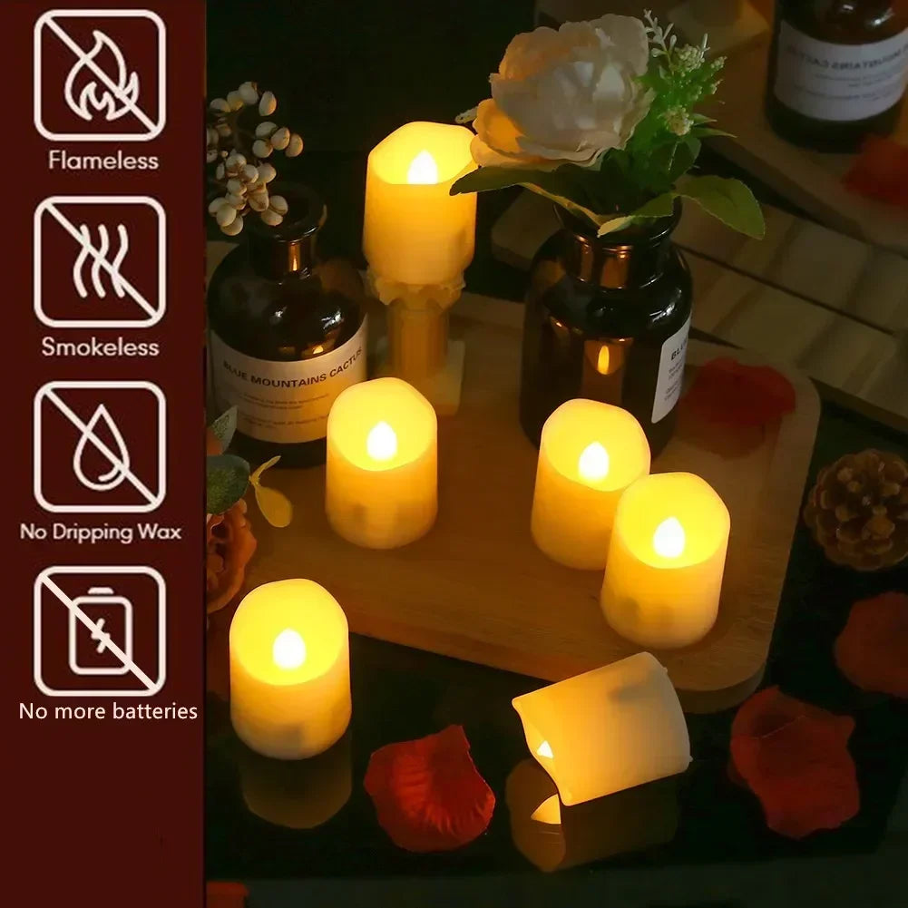 6/18Pc Rechargeable Flameless Candles with Lampshade Flickering LED Electric Tea Lights Timer Remote USB Charging Cables Candles